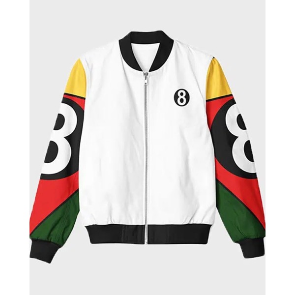 Vintage 8 Ball 90s White Bomber Jacket Vintage 8 Ball 90s White Bomber Jacket