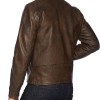 Men's Front Zipper Lucky Motorcycle Vintage Leather Jacket