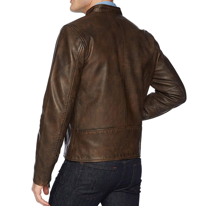 Men's Front Zipper Lucky Motorcycle Vintage Leather Jacket Men's Front Zipper Lucky Motorcycle Vintage Leather Jacket