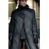 Watch Dogs Alone Grey and Black Leather Coat