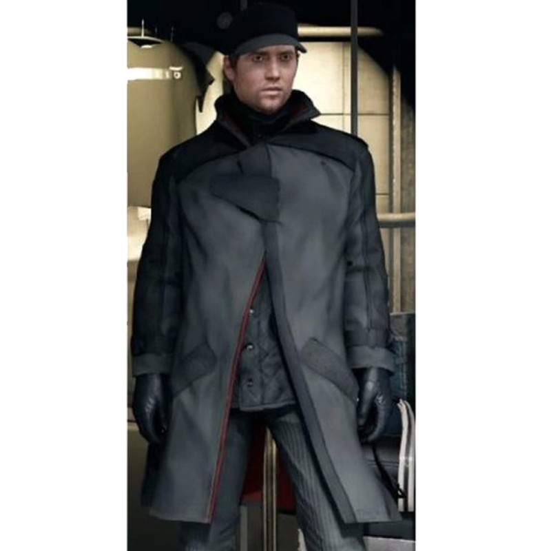 Watch Dogs Alone Grey and Black Leather Coat Watch Dogs Alone Grey and Black Leather Coat