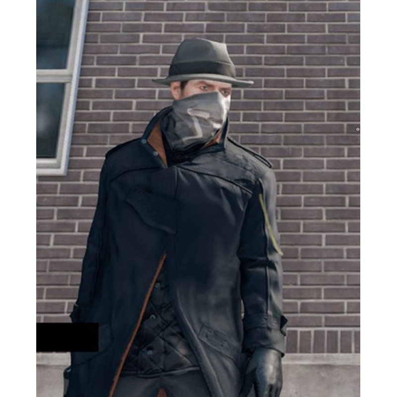 Watch Dogs Alone Grey and Black Leather Coat Watch Dogs Alone Grey and Black Leather Coat
