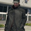 Watch Dogs Alone Grey and Black Leather Coat