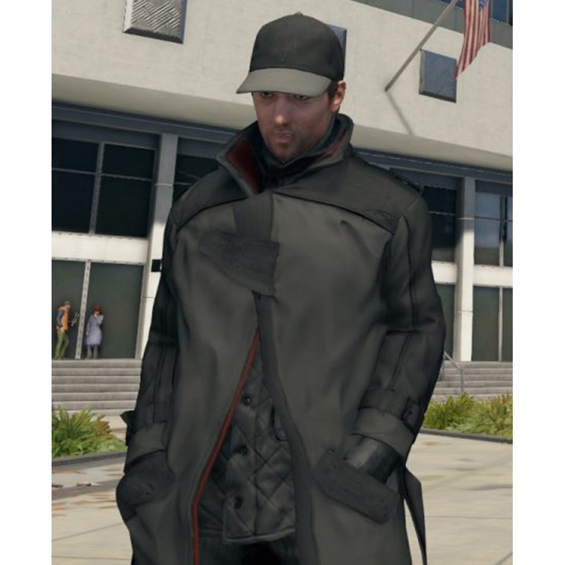 Watch Dogs Alone Grey and Black Leather Coat Watch Dogs Alone Grey and Black Leather Coat