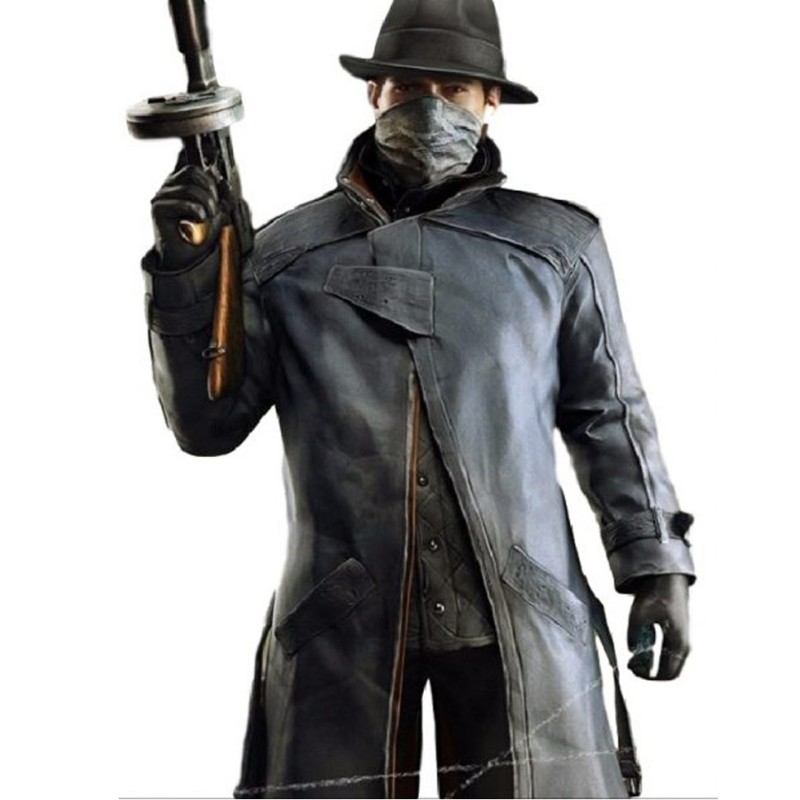 Watch Dogs Alone Grey and Black Leather Coat Watch Dogs Alone Grey and Black Leather Coat