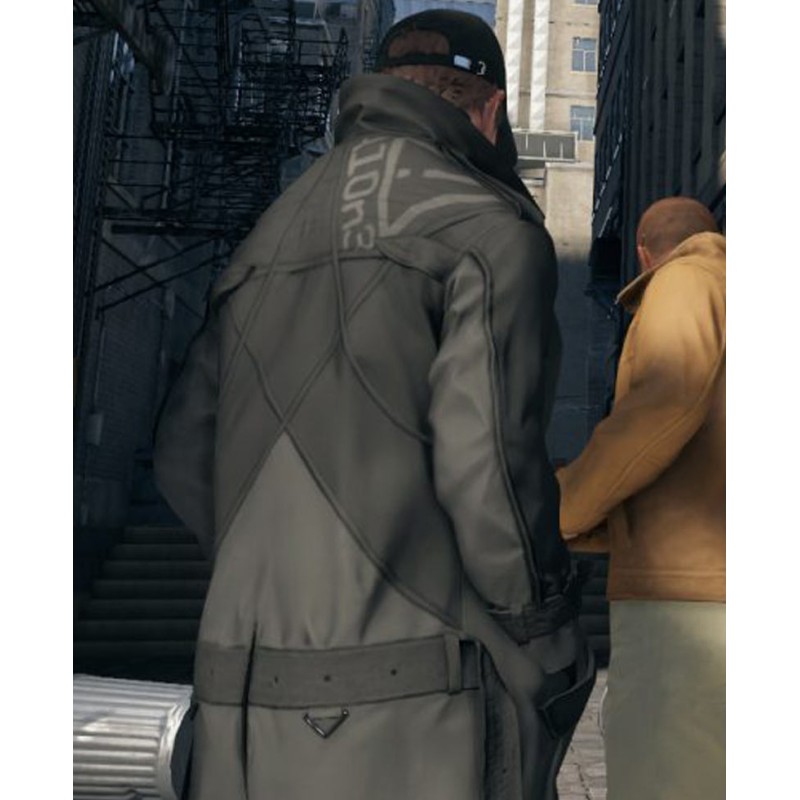Watch Dogs Alone Grey and Black Leather Coat Watch Dogs Alone Grey and Black Leather Coat