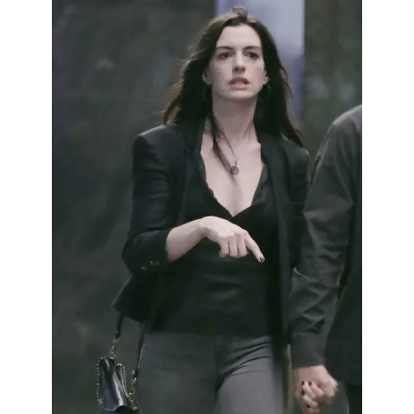 Wecrashed Anne Hathaway Black Leather Jacket Wecrashed Anne Hathaway Black Leather Jacket