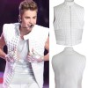 Justin Bieber Quilted White Leather Vest Justin Bieber Quilted White Leather Vest