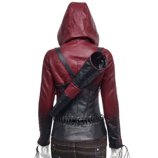 Willa Holland Arrow Season 4 Thea Queen Leather Jacket