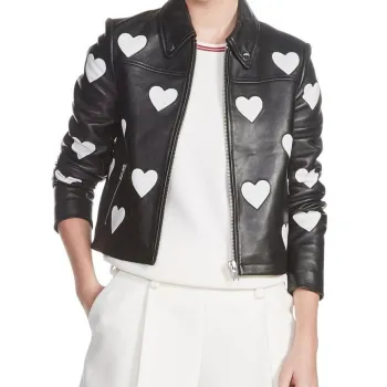 Women Maje Heart Motorcycle Leather Jacket