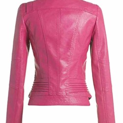 Women's Motorcycle Slim Fit Hot Pink Leather Jacket