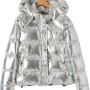 Women's Puffer Silver Down Jacket with Removable Hood