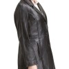 Women's 3 Button Car Black Leather Coat