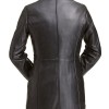 Women's 3 Button Car Black Leather Coat Women's 3 Button Car Black Leather Coat