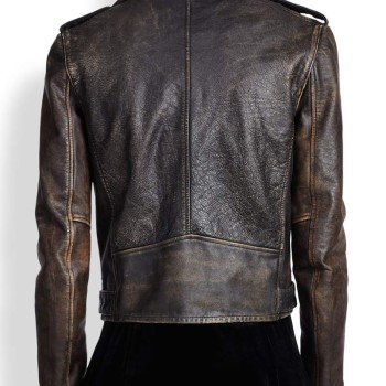 Women's Moto Asymmetrical Distressed Leather Jacket