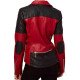 Women’s Asymmetrical Zipper Red Black Leather Jacket
