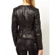 Women's Double Zipper Quilted Leather Sleeves Jacket