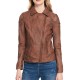 Women's Biker Asymmetrical Antique Brown Leather Jacket