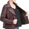 Womens Biker Asymmetrical Burgundy Leather Jacket Womens Biker Asymmetrical Burgundy Leather Jacket