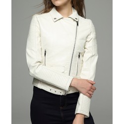 Women's Iceland White Faux Leather Moto Jacket