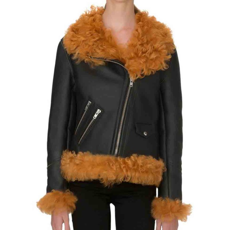 Women's Biker Asymmetrical Shearling Leather Jacket Women's Biker Asymmetrical Shearling Leather Jacket