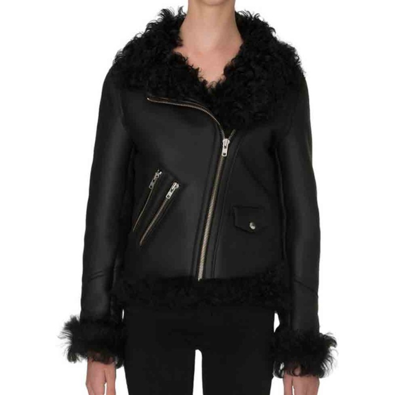 Women's Biker Asymmetrical Shearling Leather Jacket Women's Biker Asymmetrical Shearling Leather Jacket