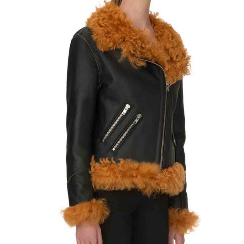 Women's Biker Asymmetrical Shearling Leather Jacket Women's Biker Asymmetrical Shearling Leather Jacket
