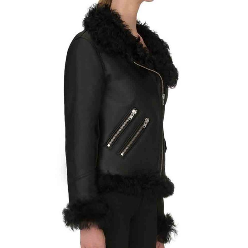 Women's Biker Asymmetrical Shearling Leather Jacket Women's Biker Asymmetrical Shearling Leather Jacket