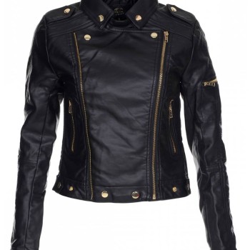 Women's Asymmetrical Zipper Black Leather Biker Jacket
