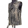 Women's Distressed Black Spiked Leather Vest Women's Distressed Black Spiked Leather Vest