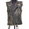 Women's Distressed Black Spiked Leather Vest Women's Distressed Black Spiked Leather Vest