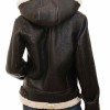 Women's Shearling Brown Leather Jacket with Hood Women's Shearling Brown Leather Jacket with Hood