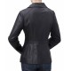 Women's Shirt Collar Casual Black Leather Jacket