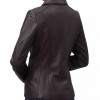 Women's Shirt Collar Casual Brown Leather Jacket