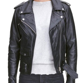 Womens Classic Style Biker Asymmetrical Jacket