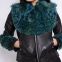 Women’s Designer Aviator Green Fur Leather Jacket