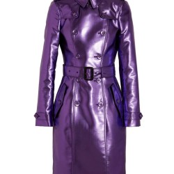 Women's Metallic Purple Trench Coat