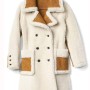 Women's Double Breasted Shearling White Coat