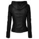 Women's Casual Wear Faux Leather Jacket with Hoodie