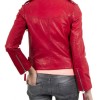 Women's FJ033 Designer Zipper Pockets Red Leather Motorcycle Jacket Women's FJ033 Designer Zipper Pockets Red Leather Motorcycle Jacket