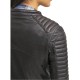 Women's FJ045 Biker Snap Tab Collar Padded Black Leather Jacket