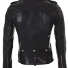 Women's FJ049 Motorcycle Asymmetrical Sheepskin Black Leather Jacket