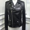 Women's FJ049 Motorcycle Asymmetrical Sheepskin Black Leather Jacket