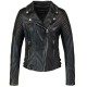 Women's FJ066 Diamond Quilted Motorcycle Black Leather Jacket
