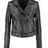 Women's FJ067 Motorcycle Asymmetrical Belted Black Leather Jacket Women's FJ067 Motorcycle Asymmetrical Belted Black Leather Jacket