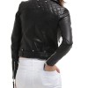 Women's FJ067 Motorcycle Asymmetrical Belted Black Leather Jacket Women's FJ067 Motorcycle Asymmetrical Belted Black Leather Jacket