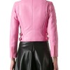 Women's FJ076 Biker Quilted Asymmetrical Pink Leather Jacket Women's FJ076 Biker Quilted Asymmetrical Pink Leather Jacket