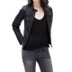 Women's FJ078 Quilted Black Leather Motorcycle Jacket