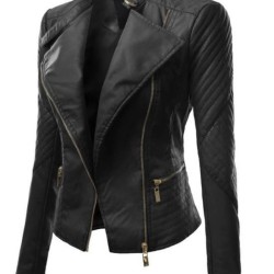 Women's FJ340 Asymmetrical Designer Motorcycle Black Leather Jacket