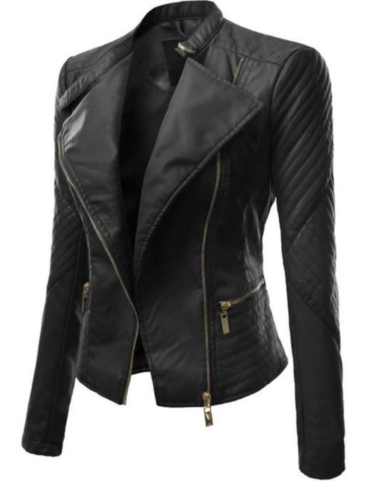 black leather blazer womens